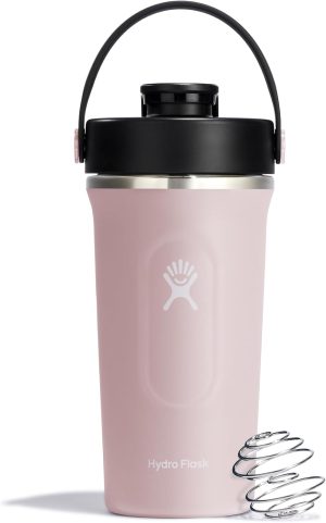 Hydro Flask Shaker Bottle ?C Insulated Stainless Steel Gym Bottle for Pre Workout & Protein 24 Oz Capri Blue