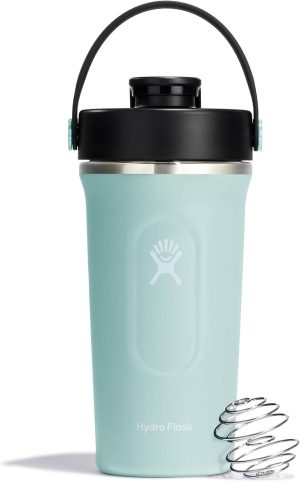 Hydro Flask Shaker Bottle ?C Insulated Stainless Steel Gym Bottle for Pre Workout & Protein 24 Oz Capri Blue