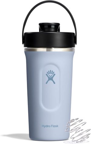 Hydro Flask Shaker Bottle ?C Insulated Stainless Steel Gym Bottle for Pre Workout & Protein 24 Oz Capri Blue