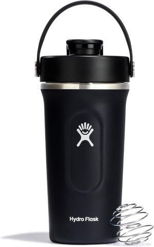 Hydro Flask Shaker Bottle ?C Insulated Stainless Steel Gym Bottle for Pre Workout & Protein 24 Oz Capri Blue