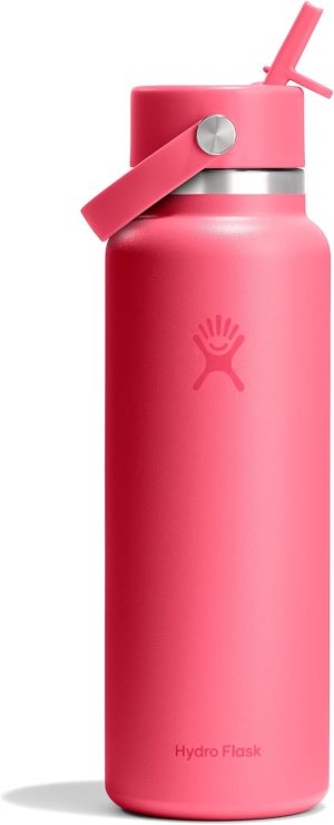 Hydro Flask Water Bottle - Insulated Stainless Steel - Wide Straw Lid. Non Spill. Leakproof in 40 Oz Popstar Pink