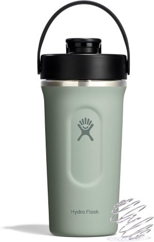 Hydro Flask Shaker Bottle ?C Insulated Stainless Steel Gym Bottle for Pre Workout & Protein 24 Oz Capri Blue