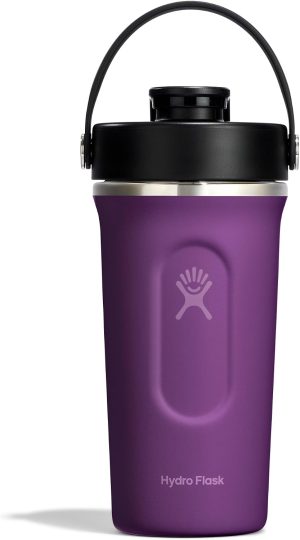 Hydro Flask Shaker Bottle ?C Insulated Stainless Steel Gym Bottle for Pre Workout & Protein 24 Oz Capri Blue