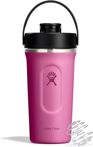 Hydro Flask Shaker Bottle ?C Insulated Stainless Steel Gym Bottle for Pre Workout & Protein 24 Oz Capri Blue